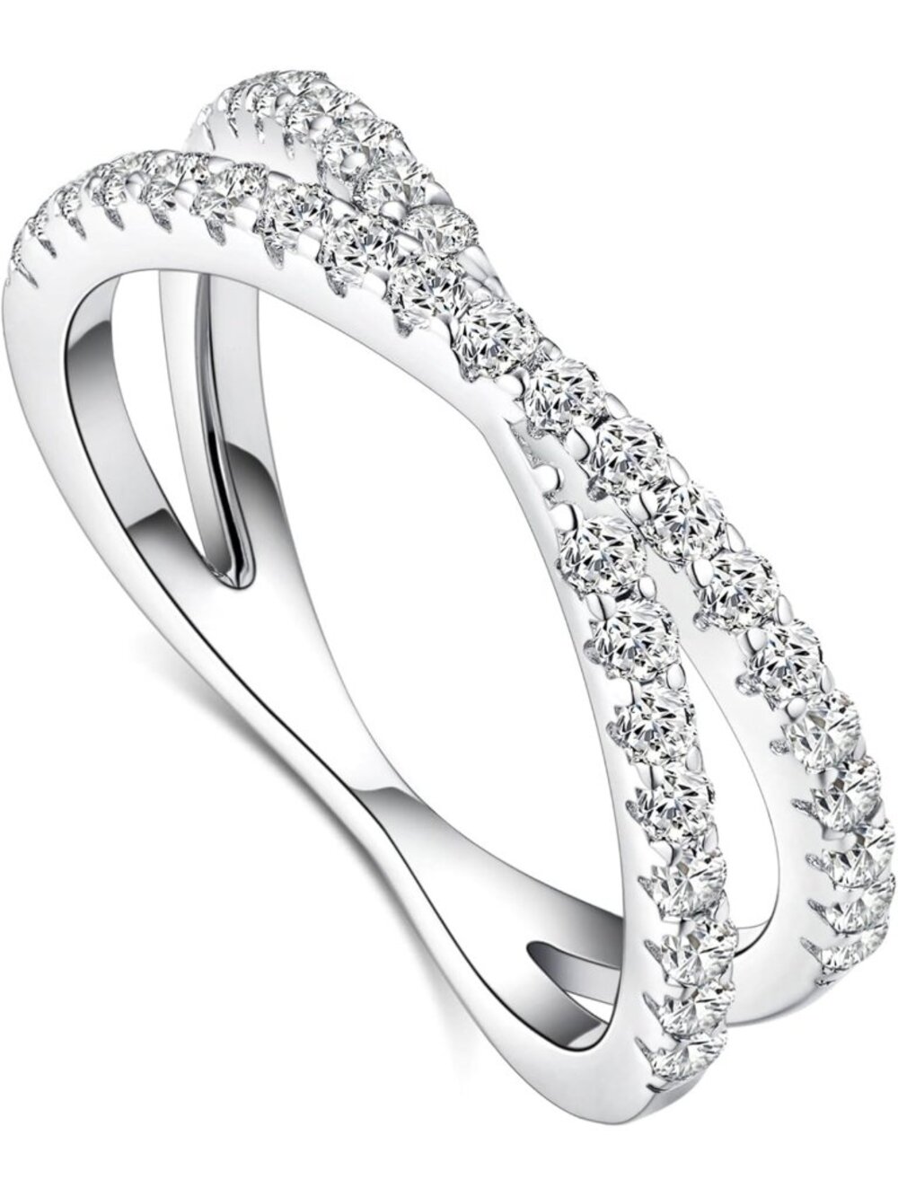 Stunning Criss Cross Moissanite Wedding Band for Women - 0.54CT Eternity Ring